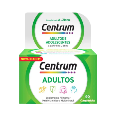 Embalagem do suplemento multivitamínico Centrum para adultos e adolescentes