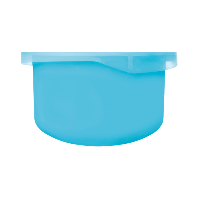Recipiente de plástico azul com tampa translúcida azul