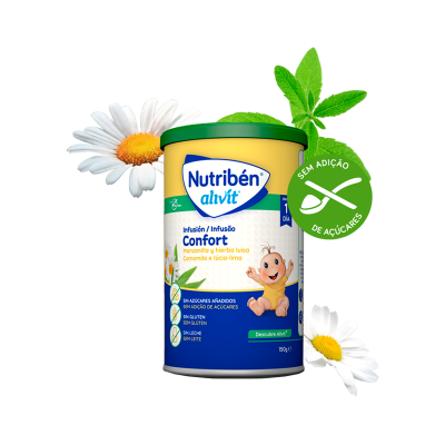 Lata de infusão Nutriben alvit Confort com camomila e lúcia-lima e selo sem adição de açúcares