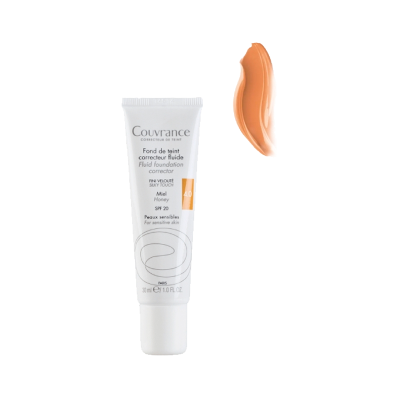 Base fluida Couvrance em tubo branco com amostra da base ao lado