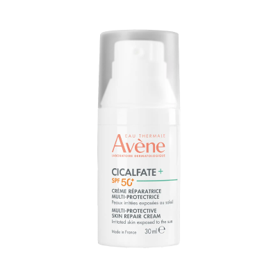 Frasco branco de creme Avène Cicalfate+ com tampa transparente