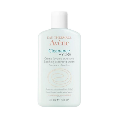 Frasco branco de creme lavante apaziguante Avène Cleanance HYDRA