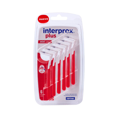 Pack de 6 escovas interdentais interprox plus mini cónicas com cabo vermelho e cabeça branca