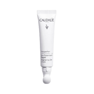 Frasco branco de creme para os olhos Caudalie Vinoperfect