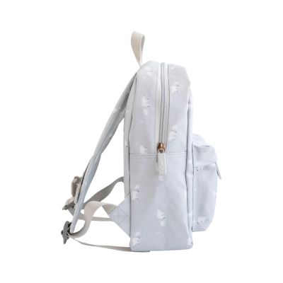 Mochila pequena cinzenta clara com padrão de ursos brancos e fecho de correr SIVIA