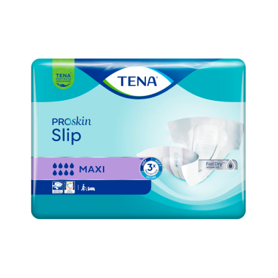 Embalagem de fralda geriátrica TENA PROskin Slip MAXI azul e verde