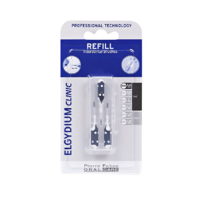 Refil de escovas interdentais ELGYDIUM CLINIC em embalagem transparente e azul