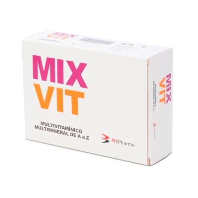 Embalagem branca de multivitamínico MIX VIT da MYPharma