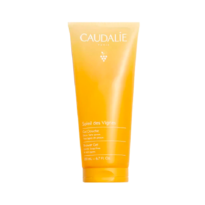 Geleia de banho Caudalie Soleil des Vignes numa embalagem amarela
