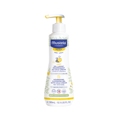 Gel lavante Mustela com doseador para cabelo e corpo