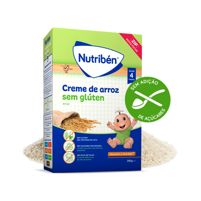Caixa de creme de arroz Nutriben sem glúten com bebé e arroz