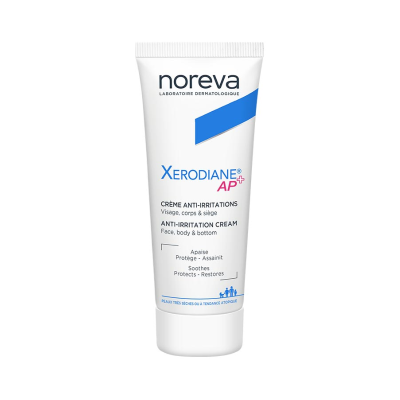 Frasco branco de creme anti-irritações Noreva Xerodiane AP+