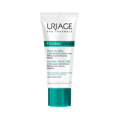 Tubo de creme Uriage Hyséac 3-Regul branco e verde