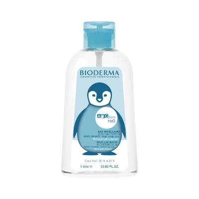 Frasco de água micelar Bioderma ABCDerm para bebés com tampa azul