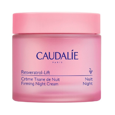 Frasco rosa fosco de creme Caudalie Resveratrol-Lift para noite