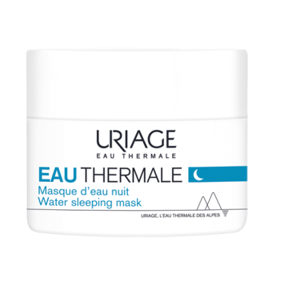 Frasco branco de máscara hidratante noturna da marca Uriage