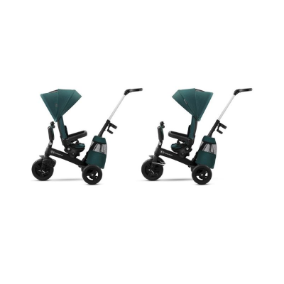 Carrinho infantil preto e verde escuro com alça ajustável