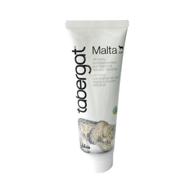 Tubo branco com tampa branca, texto e imagem de gato