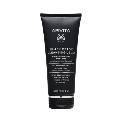 Tubo preto de gel de limpeza facial APIVITA Black Detox Cleansing Jelly