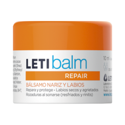 Frasco de bálsamo LETIbalm REPAIR para nariz e lábios com tampa laranja