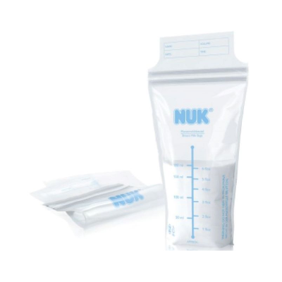 Sacolas transparentes para leite materno NUK com marcações e espaço para identificação