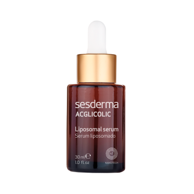 Frasco de sérum lipossomal sesderma ACGICOLIC castanho com tampa dourada e conta-gotas