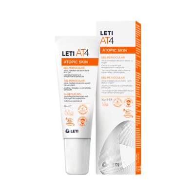 Gel periocular LETI AT4 Atopic Skin tubo e embalagem