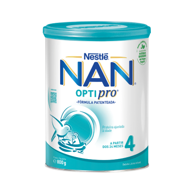 Lata de fórmula infantil NAN OPTIpro 4 Nestlé, 800 g, para bebés a partir dos 24 meses
