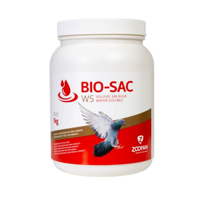 Frasco plástico branco com etiqueta vermelha e branca e imagem de uma pomba