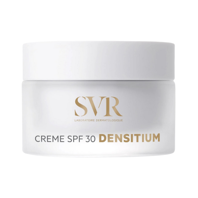Frasco de creme SVR Densitium SPF 30 branco com tampa