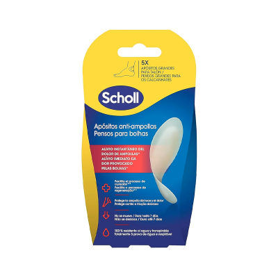 Embalagem de pensos anti-ampollas Scholl para calcanhares em amarelo e azul