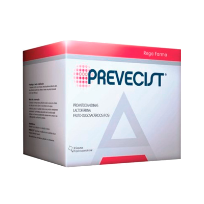 Caixa de suplemento PREVECIST com detalhes em vermelho e azul.