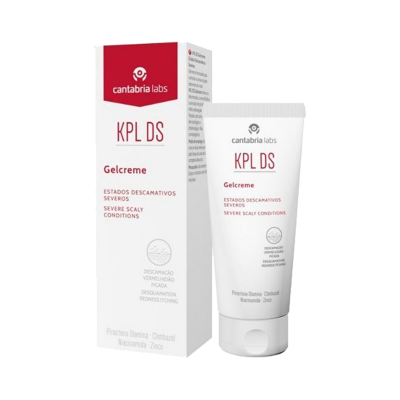 Embalagem e tubo de gel creme Cantabria Labs KPL DS para couro cabeludo severo