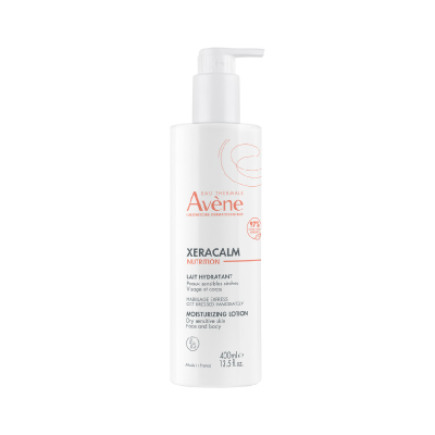 Frasco branco de creme hidratante Avène Xeracalm Nutrition 400 ml