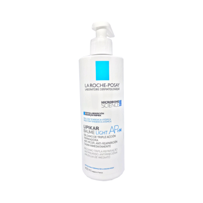 Frasco branco La Roche-Posay Lipikar Baume Light AP+M com bomba