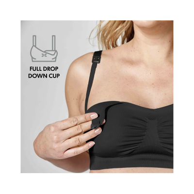 Sutiã preto com alças ajustáveis e copa full drop down