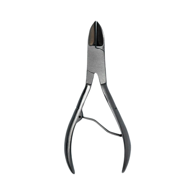 Alicate de corte de metal cinzento escuro com mola entre as pegas