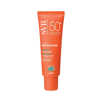 Frasco de fluido protetor solar SPF 50+ SVR SUN SECURE laranja