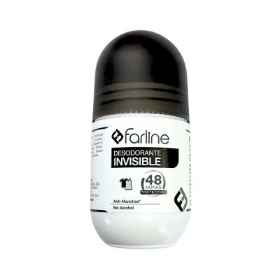 Desodorizante roll-on Farline Invisível com tampa preta