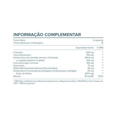 Tabela de informação complementar de suplemento com lista de ingredientes e quantidades.