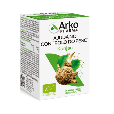 Caixa de suplemento alimentar Arko Pharma Konjac para controlo do peso com selo orgânico
