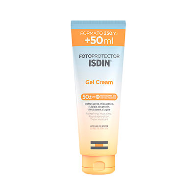 Frasco de protetor solar ISDIN Gel Cream FPS 50+