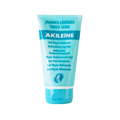 Gel relaxante azul para pernas cansadas Akileïne em tubo plástico