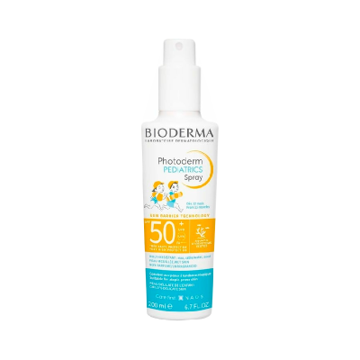 Frasco de spray fotoprotetor Bioderma Photoderm Pediatrics FPS 50 para crianças