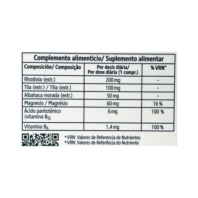 Etiqueta de suplemento alimentar com composição e valores nutricionais