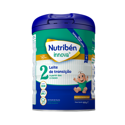 Embalagem de leite de transição Nutriben Innova nº 2 com imagem de bebé