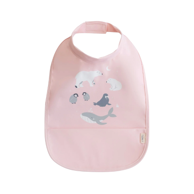 Babete cor-de-rosa com estampa de animais polares