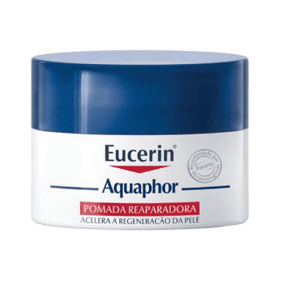 Frasco de creme Eucerin Aquaphor com tampa azul