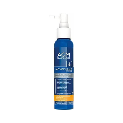 Frasco azul de loção anti-queda ACM Novophane Chronic 100 ml