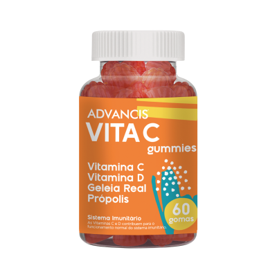 Frasco de vitaminas VITA C com 60 gomas vermelhas